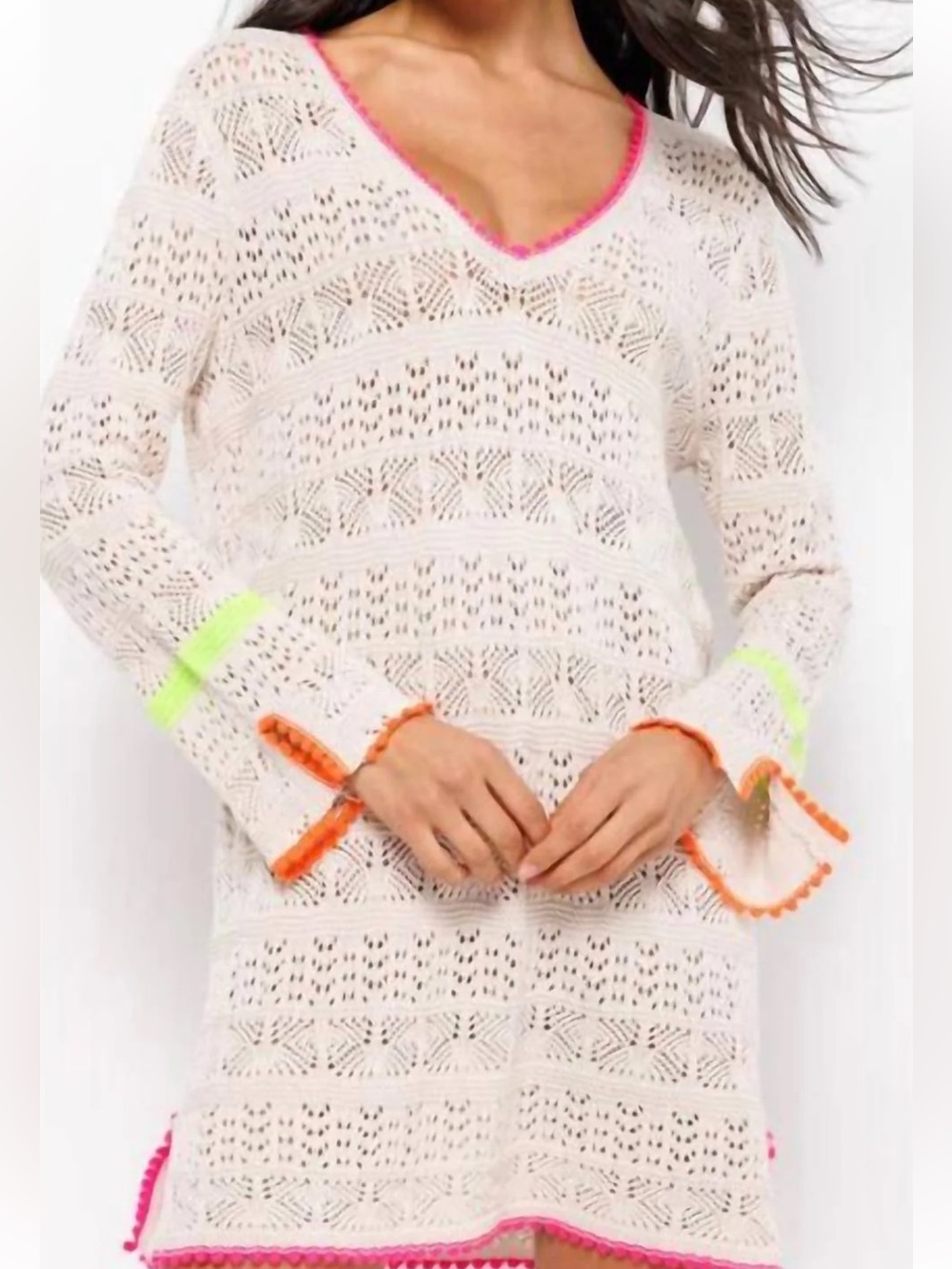 Lisa Todd Beach Please Tunic Crochet Top Natural Small NWT